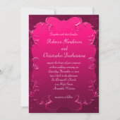 Elegant rosa Vintage Schnörkel Hochzeit Einladung (Vorderseite)