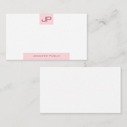 Elegant rosa Vorlage Modernes Monogramm Einfach (Vorne/Hinten)