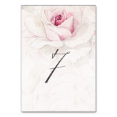 Elegant Rosa Wasserfarbe Flora Nr. 7 Hochzeit Tischnummer (Rückseite)