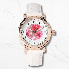 Elegant Rosa Wasserfarbe Floral Stilvolle Chic Fra Armbanduhr