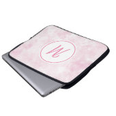 Elegant rosa Wasserfarbe Stilvolle Monogram Custom Laptopschutzhülle (Vorne Knopf)