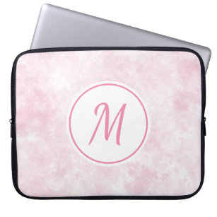 Elegant rosa Wasserfarbe Stilvolle Monogram Custom Laptopschutzhülle
