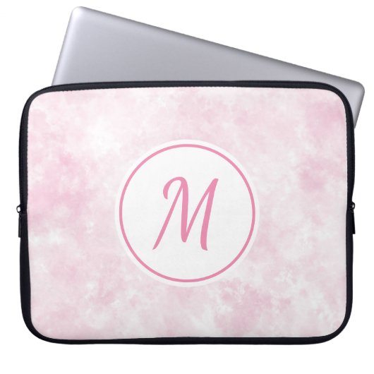 Elegant rosa Wasserfarbe Stilvolle Monogram Custom Laptopschutzhülle (Vorderseite)