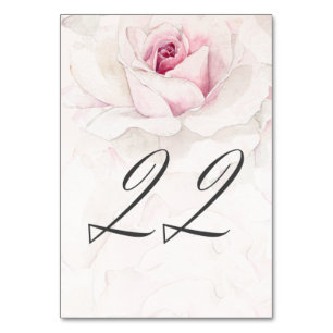Elegant Rosa Wasserfarben Flora Nr. 22 Hochzeit Tischnummer
