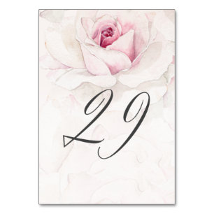 Elegant Rosa Wasserfarben Flora Nr. 28 Hochzeit Tischnummer