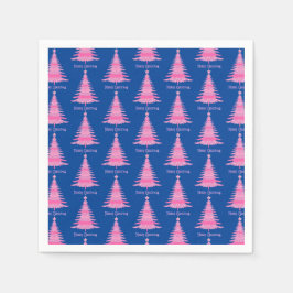 Elegant Rosa Weihnachtsbaum Muster Navy Blau Serviette