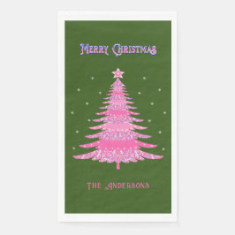 Elegant Rosa Weihnachtsbaum Name Custom Green Serviette