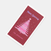 Elegant Rosa Weihnachtsbaum Name Custom Red Serviette (Ecke)