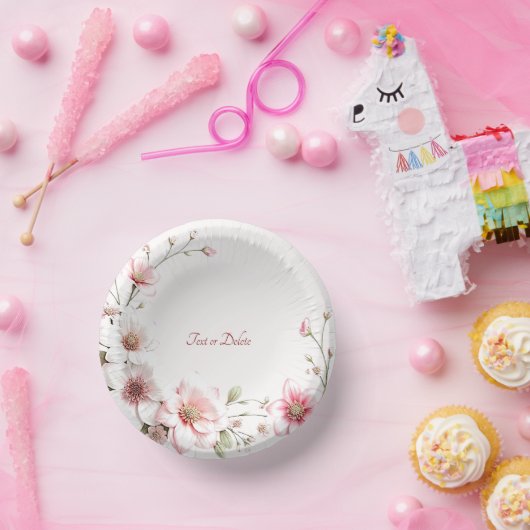 Elegant Rosa Weiße Blüte Pappteller (Party)