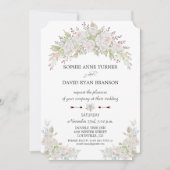 Elegant Rosa White Roses Burgundy Wedding Einladung (Vorderseite)