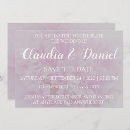Elegant rosafarbene Pingelblume Save the Date Einladung