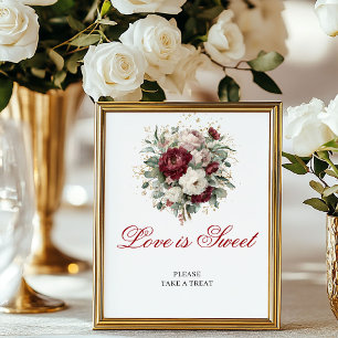 Elegant rosafarbenes Burgunderrot Love is Sweet 8x Poster