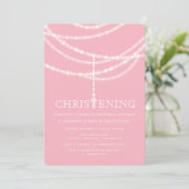 Elegant Rosary Cross Glitzern Christening Einladun Einladung (Stehend Vorderseite)