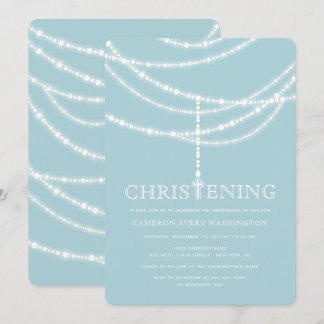 Elegant Rosary Cross Glitzern Christening Einladun Einladung