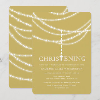Elegant Rosary Cross Glitzern Christening Einladun Einladung