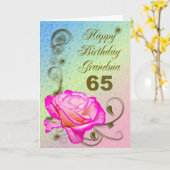 Elegant rose 65th birthday card for Grandma Karte (Gelbe Blume)