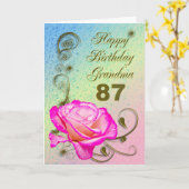 Elegant rose 87th birthday card for Grandma Karte (Gelbe Blume)