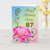 Elegant rose 87th birthday card for Sister Karte (Gelbe Blume)