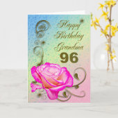 Elegant rose 96th birthday card for Grandma Karte (Gelbe Blume)