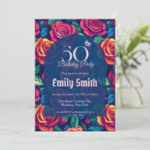 Elegant Rose Aesthetic Her Birthday Einladung (Stehend Vorderseite)