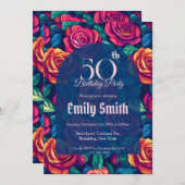 Elegant Rose Aesthetic Her Birthday Einladung (Vorne/Hinten)