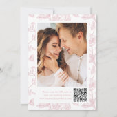 Elegant Rose Chinoiserie Floral QR Code Wedding Save The Date (Rückseite)