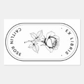 Elegant Rose Ex Libris Bookplate Labels - Custom Rechteckiger Aufkleber (Vorderseite)