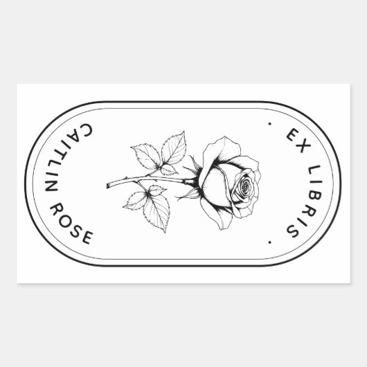 Elegant Rose Ex Libris Bookplate Labels - Custom Rechteckiger Aufkleber (Vorderseite)