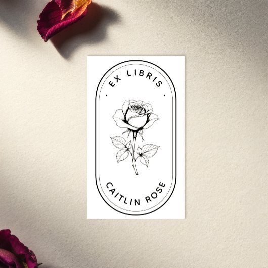 Elegant Rose Ex Libris Bookplate Labels - Custom Rechteckiger Aufkleber