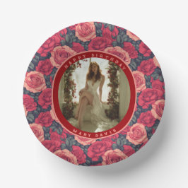 Elegant Rose Floral Birthday Party Pappteller