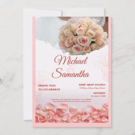 Elegant Rose Floral Wedding Invitation Einladung