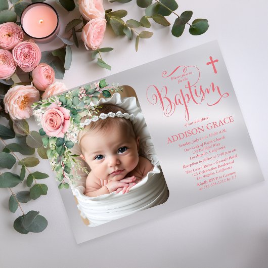 Elegant Rose Garden - Girl Baptism  Acryleinladungen