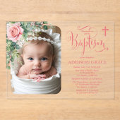 Elegant Rose Garden - Girl Baptism  Acryleinladungen (Vorderseite)