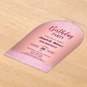 Elegant Rose Glitter Metallic Pink 50th Birthday  Acryleinladungen (Ablage )