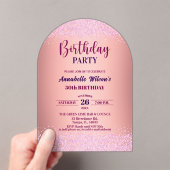 Elegant Rose Glitter Metallic Pink 50th Birthday  Acryleinladungen (Insitu (Handheld))