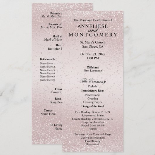 Elegant Rose Glitter - Programm (Vorne/Hinten)