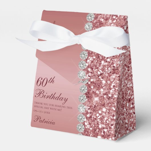 Elegant Rose Gold 60th Birthday Geschenkschachtel (Vorderseite)
