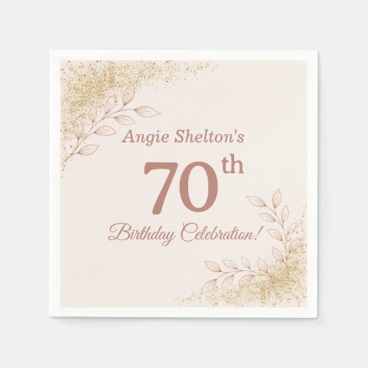 Elegant Rose Gold 70th Birthday Celebration  Serviette (Vorderseite)