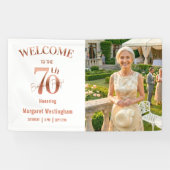 Elegant Rose Gold 70th Birthday Party Welcome Banner (Horizontal)