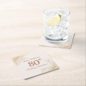 Elegant Rose Gold 80th Birthday Celebration  Rechteckiger Pappuntersetzer (Vor Ort)