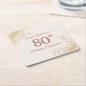 Elegant Rose Gold 80th Birthday Celebration  Rechteckiger Pappuntersetzer (angewinkelt)