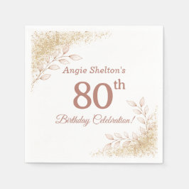 Elegant Rose Gold 80th Birthday Celebration Serviette