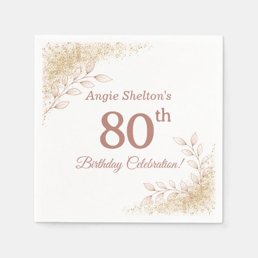 Elegant Rose Gold 80th Birthday Celebration  Serviette (Vorderseite)
