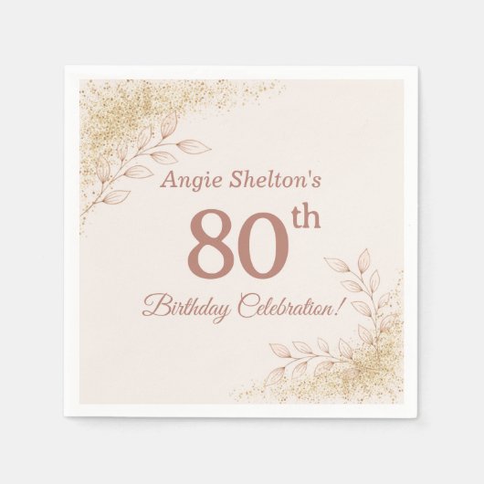Elegant Rose Gold 80th Birthday Celebration  Serviette (Vorderseite)