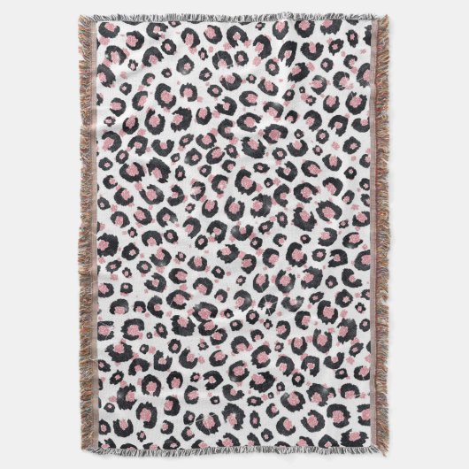 Elegant Rose Gold Black Leopard Pattern Decke (Vorderseite Vertikal)