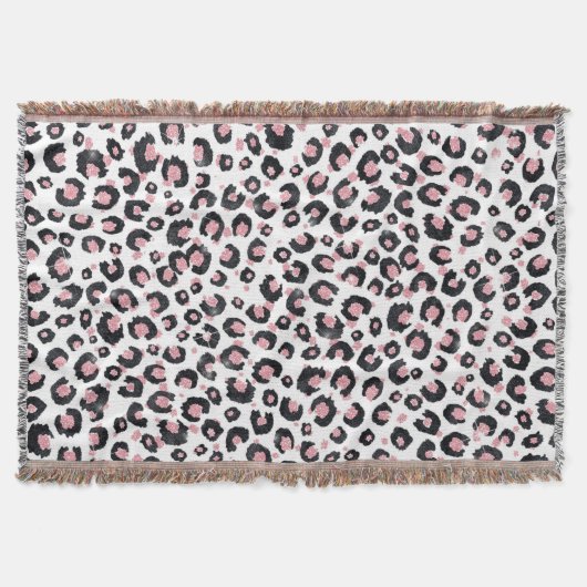 Elegant Rose Gold Black Leopard Pattern Decke (Vorderseite)