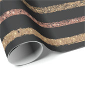 Elegant Rose Gold & Black Striped Geschenkpapier (Rolleneckpunkt)