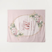 Elegant Rose Gold Blush Flowers 50th Birthday Wandteppich (Vorderseite (Horizontal))