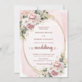 Elegant Rose Gold Blush Garden Wedding Invitation Einladung (Vorderseite)