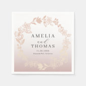 Elegant Rose Gold Botancial Wreath Wedding Serviette (Vorderseite)